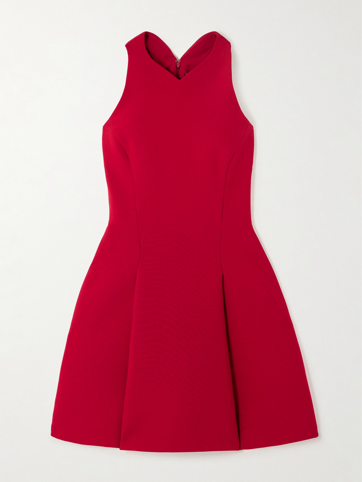 Versace Pleated Wool-blend Mini Dress In Red