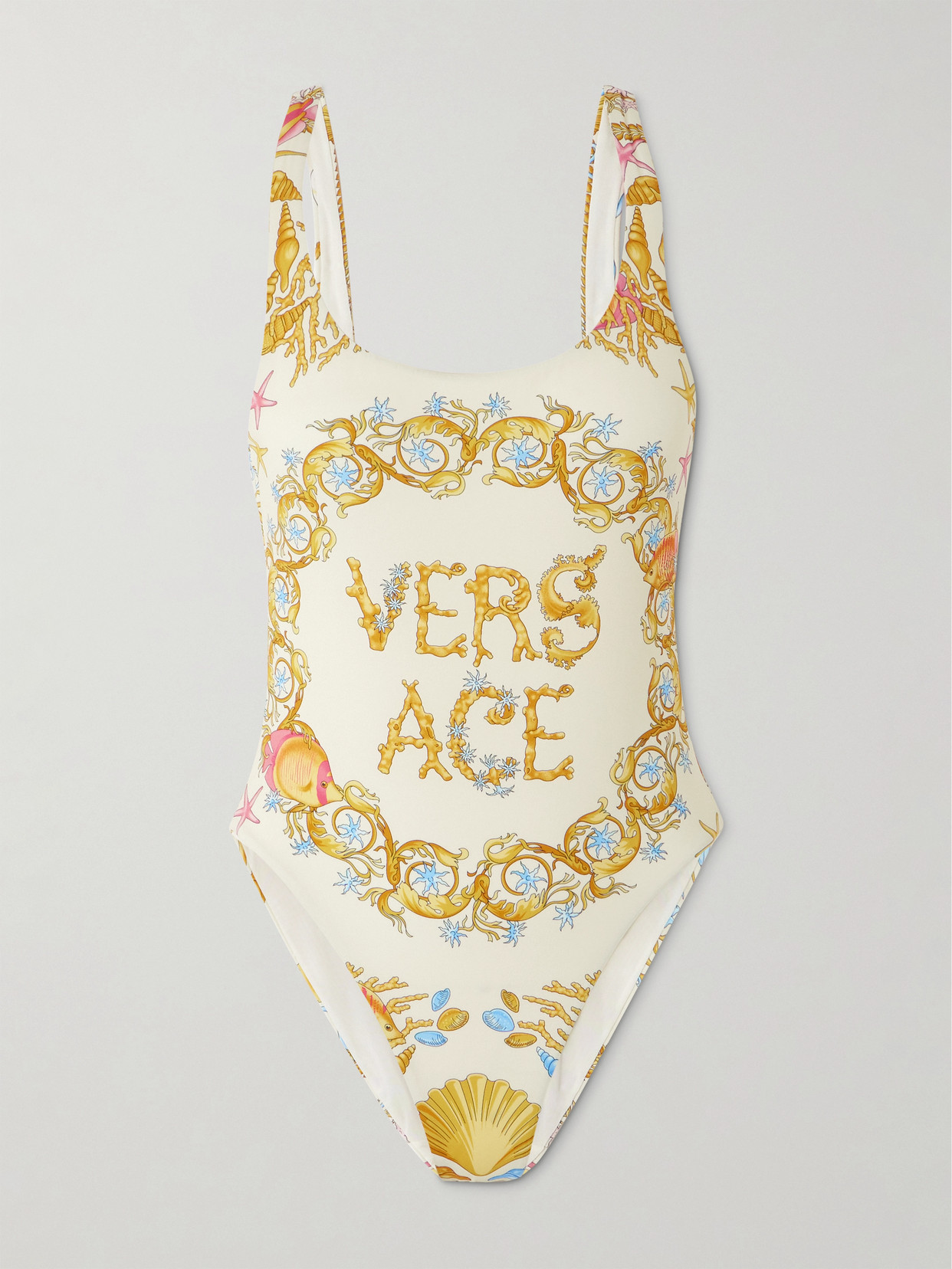 Versace Underwater Barocco One-piece Swimsuit In Yellow