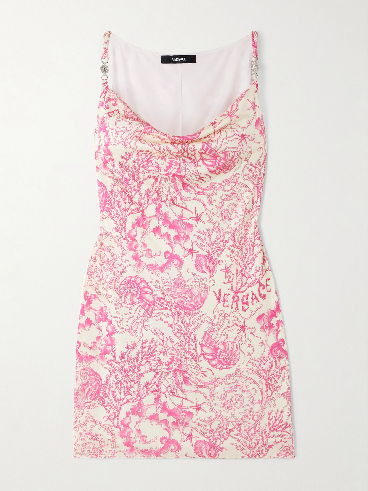 Versace Embellished Printed Silk-satin Mini Dress