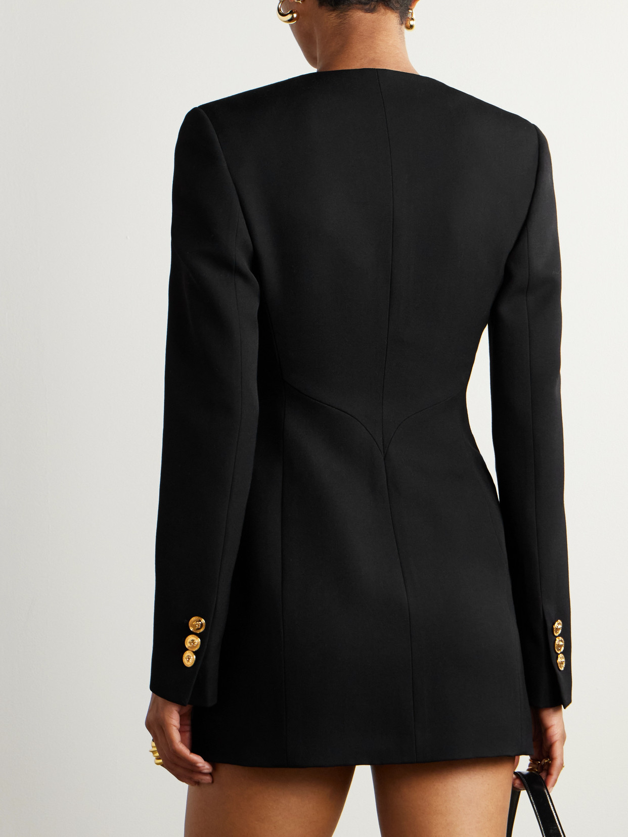 Versace Double-breasted Grain De Poudre Wool Mini Dress