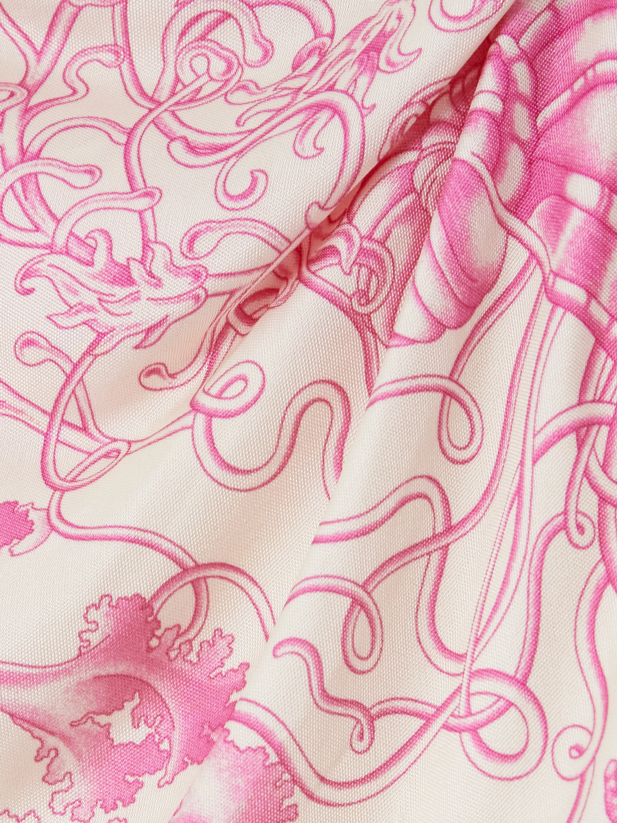 Wrap-Effect Draped Printed Silk-Satin Skirt