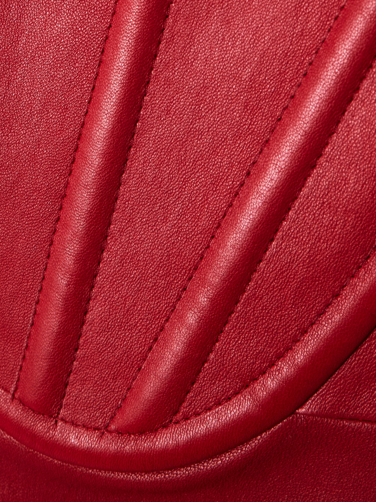 Versace Leather Corset Long Dress In Red