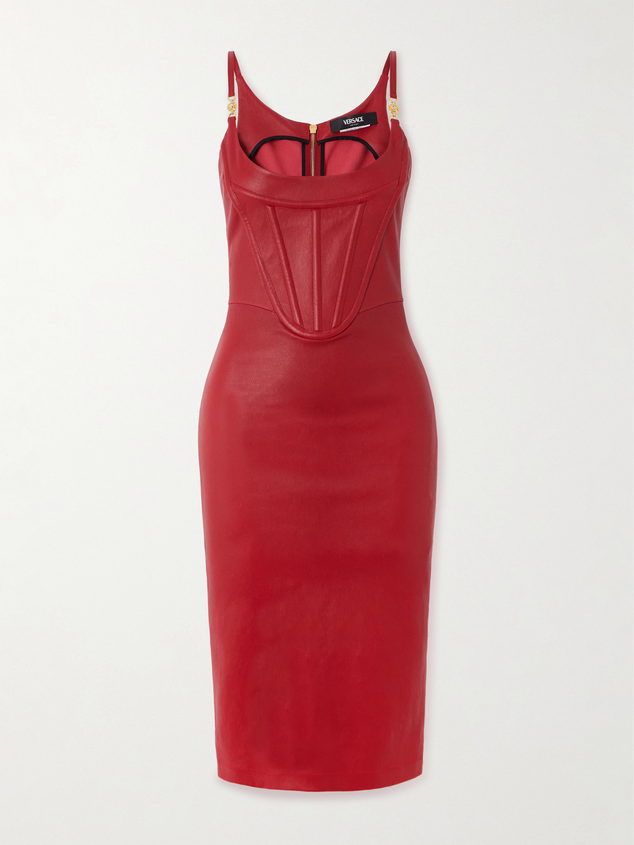 Versace Embellished Leather Bustier Dress