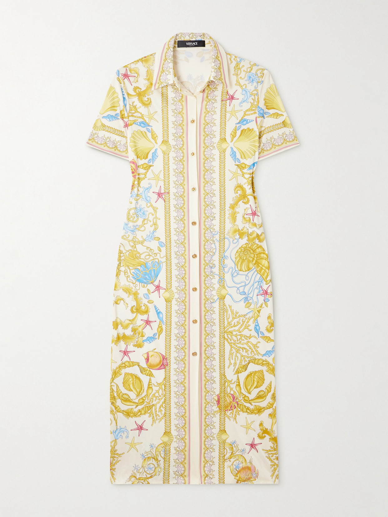 Versace Printed Stretch-jersey Midi Shirt Dress