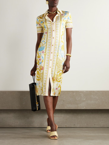 Versace Printed stretch-jersey midi shirt dress