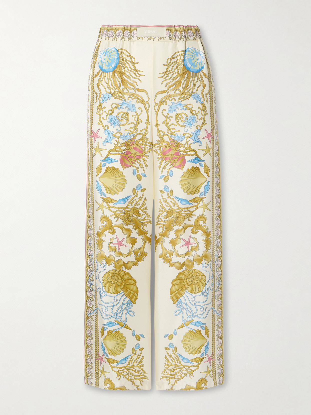 Versace Printed Silk-twill Wide-leg Pants