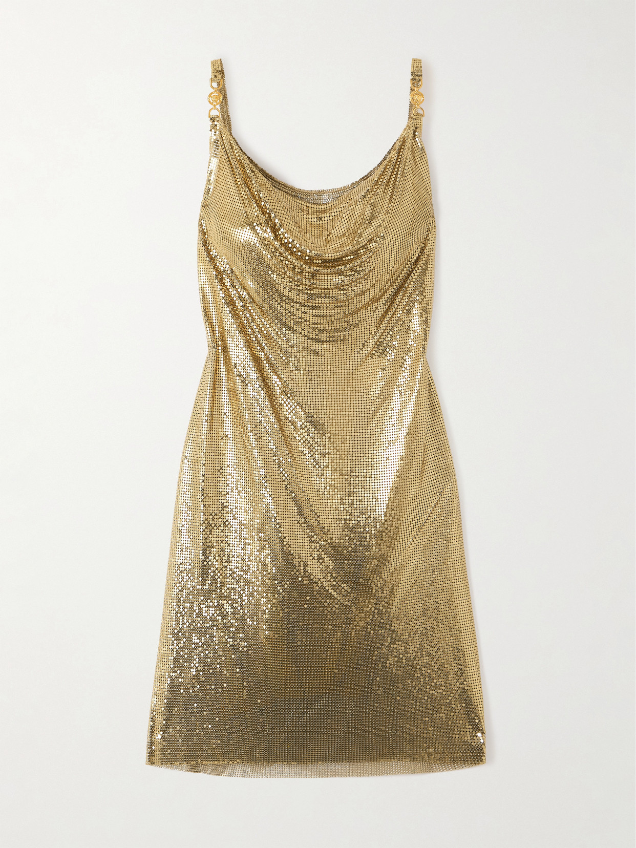 Versace Embellished Draped Chainmail Mini Dress