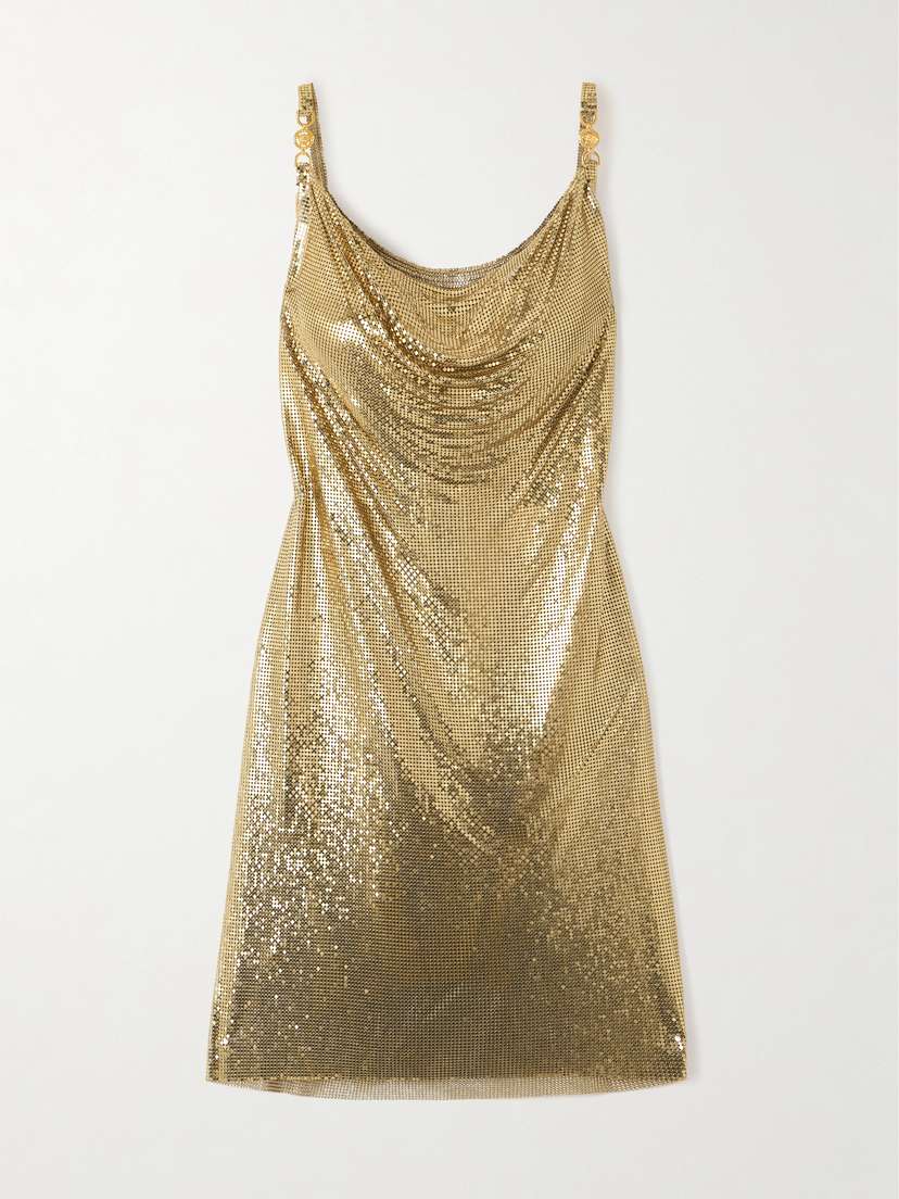 Versace Embellished Draped Chainmail Mini Dress