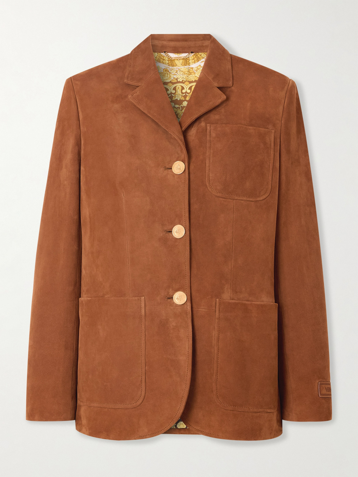Versace Suede Blazer In Brown