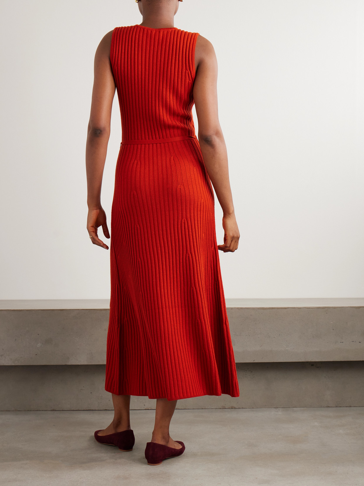 Gabriela Hearst Meier Belted Ribbed Wool And Cashmere-blend Midi Dress