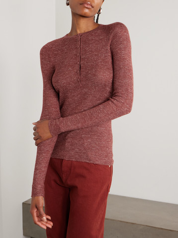 Gabriela Hearst Anges ribbed cashmere, silk and hemp-blend Henley top