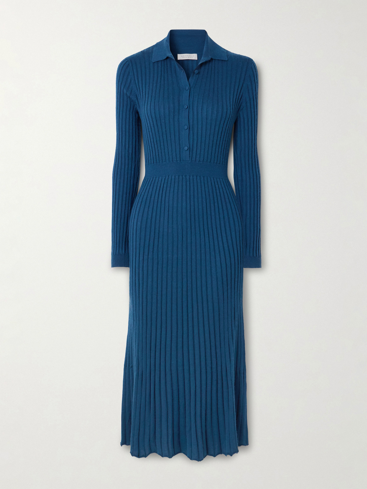 Gabriela Hearst Ardor Ribbed Cashmere And Silk-blend Midi Dress In Blue