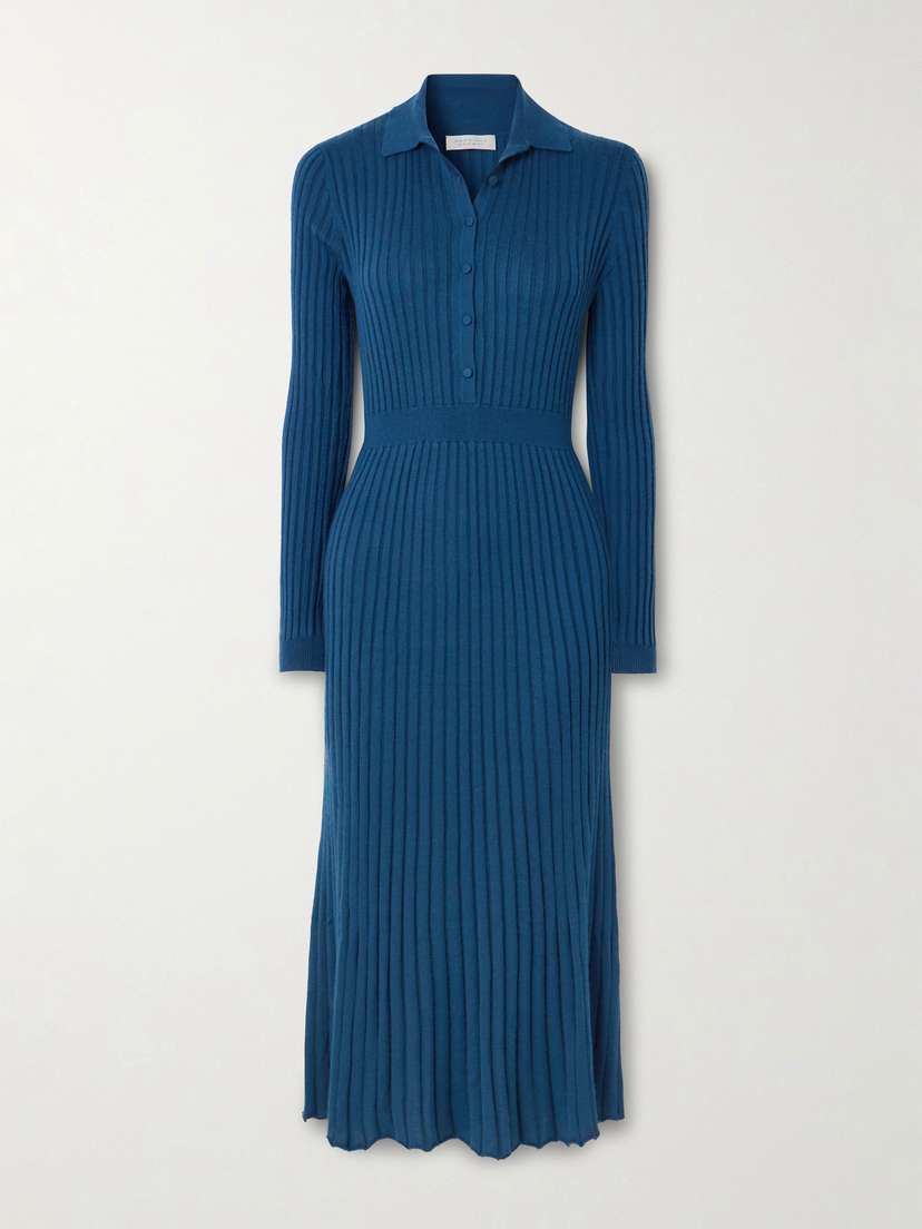 Gabriela Hearst Ardor Ribbed Cashmere And Silk-blend Midi Dress