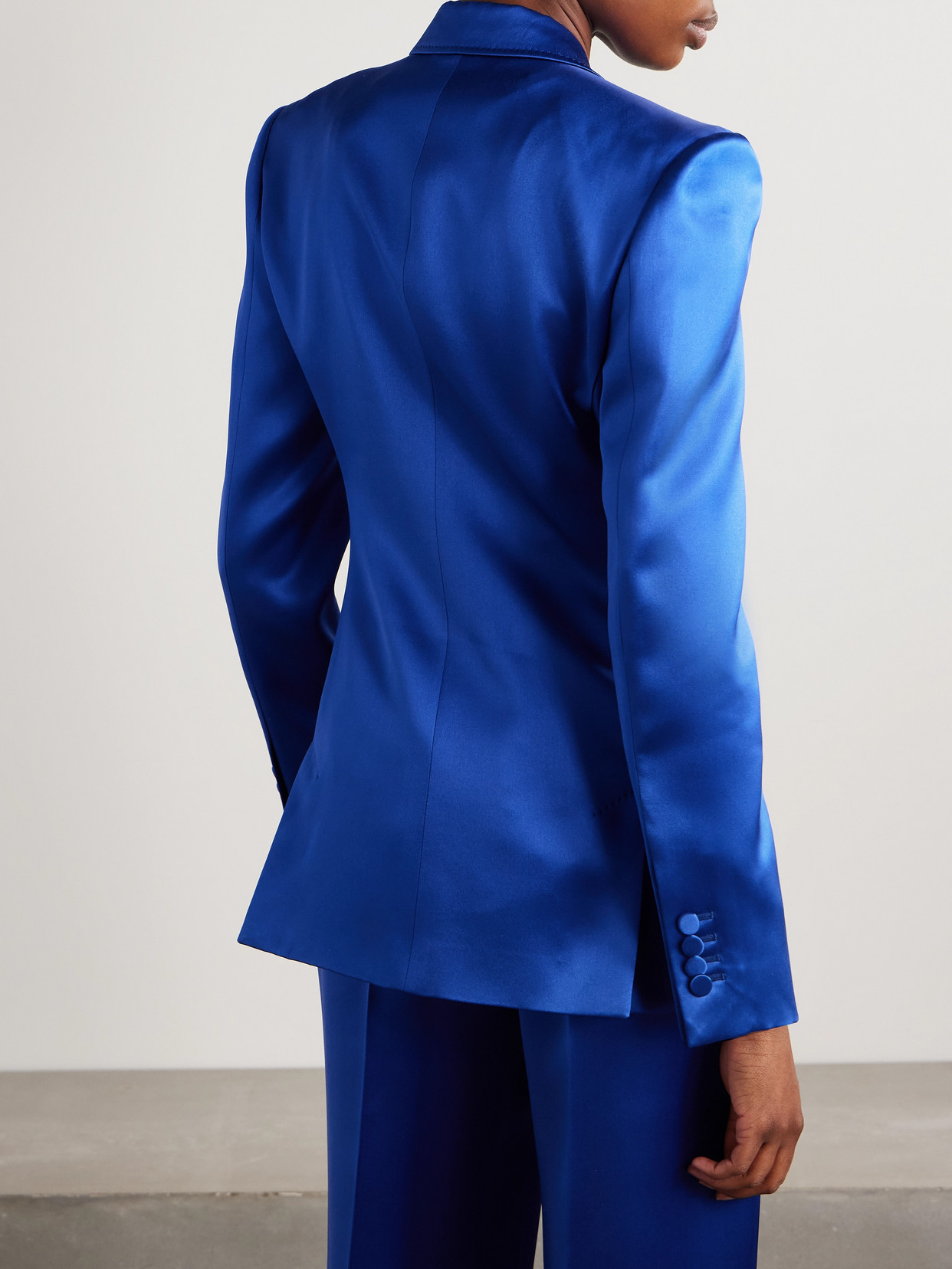 Gabriela Hearst Aleah Silk-satin Blazer In Blue