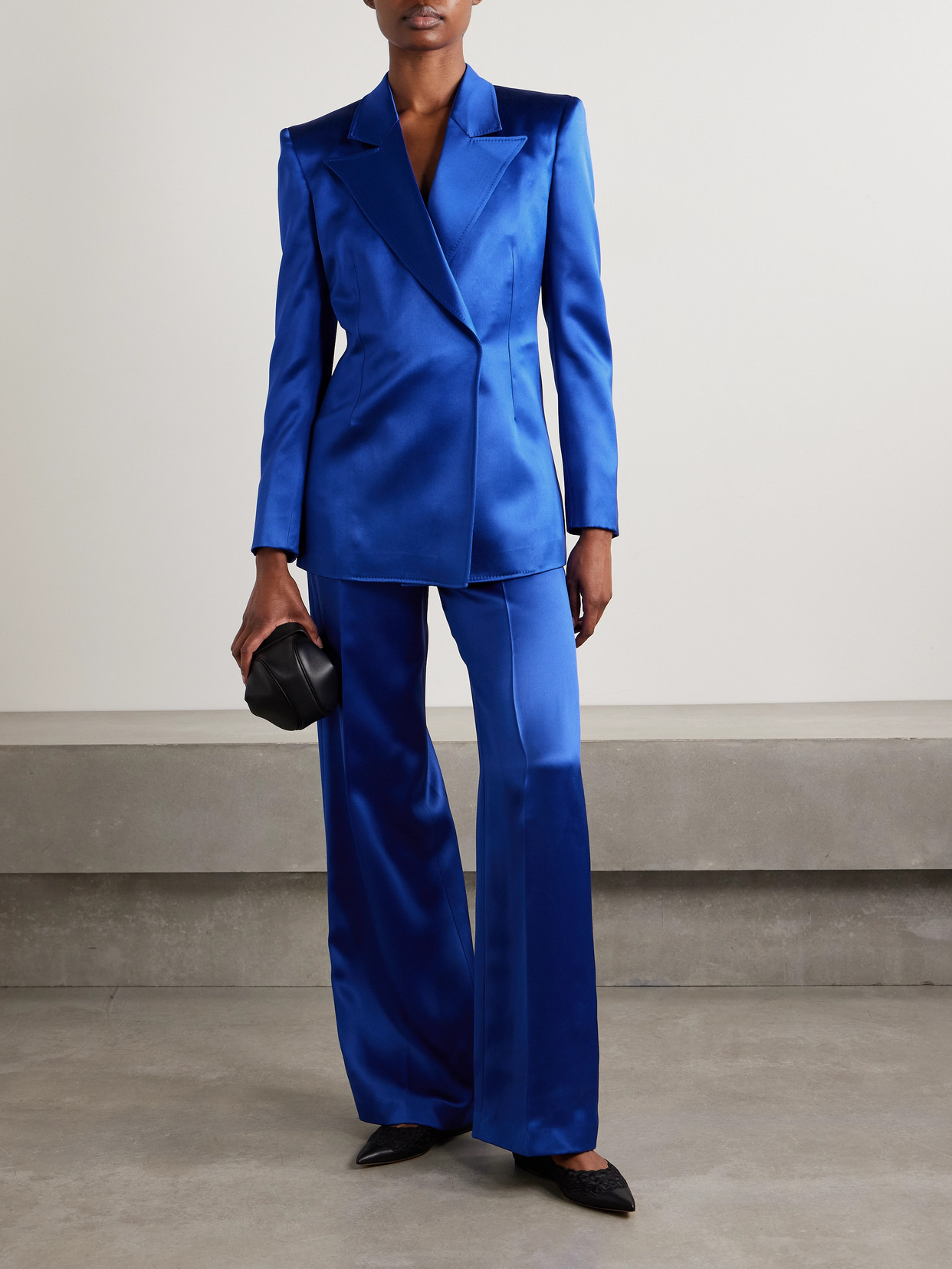 Gabriela Hearst Aleah Silk-satin Blazer In Blue