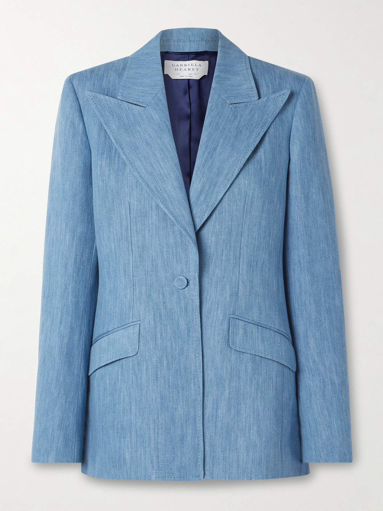 Gabriela Hearst - Leiva Cotton And Linen-blend Chambray Blazer - Blue