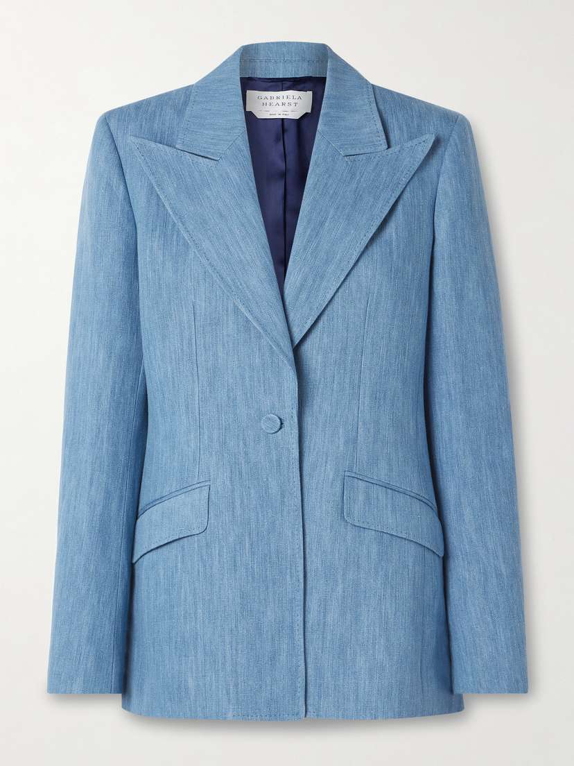 Gabriela Hearst Leiva Cotton And Linen-blend Chambray Blazer