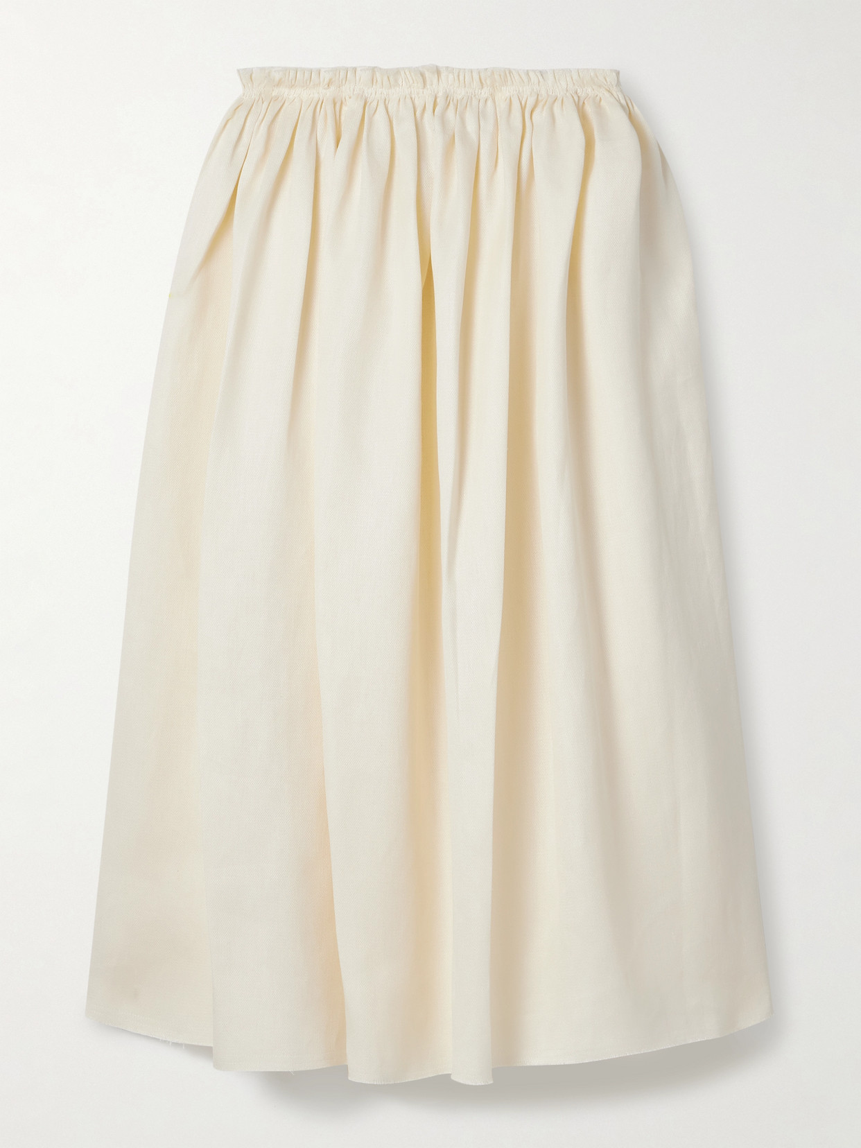 Gabriela Hearst Chiara Pleated Midi Skirt In Ivory Textured Linen In Neutral