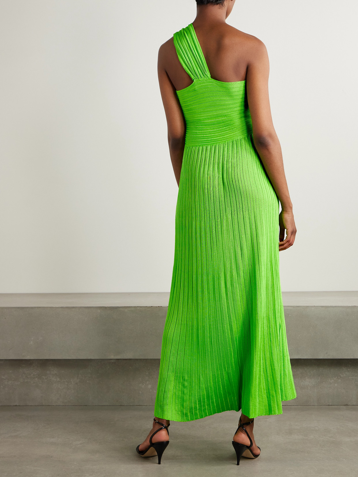 Gabriela Hearst Altura One-shoulder Ribbed Silk Midi Dress