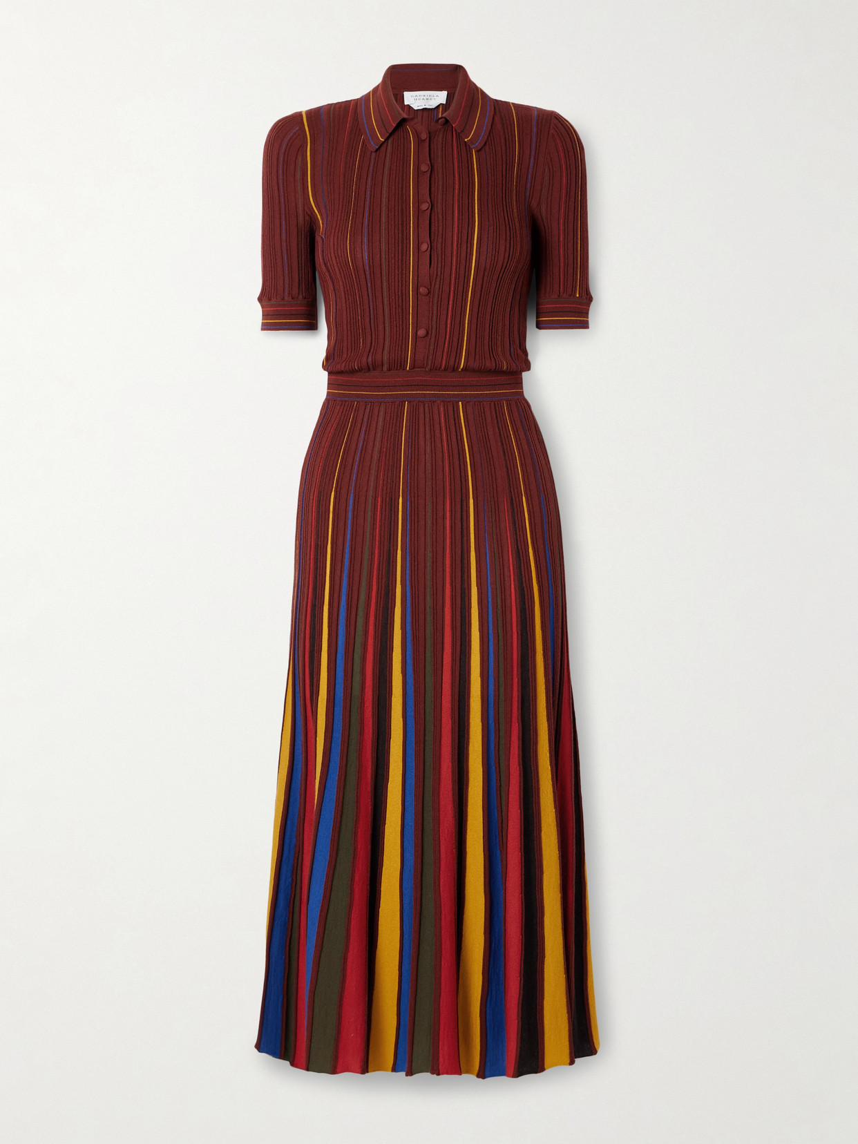 Gabriela Hearst Calypso Ribbed Striped Merino Wool Midi Dress