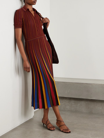 Gabriela Hearst Calypso ribbed striped merino wool midi dress
