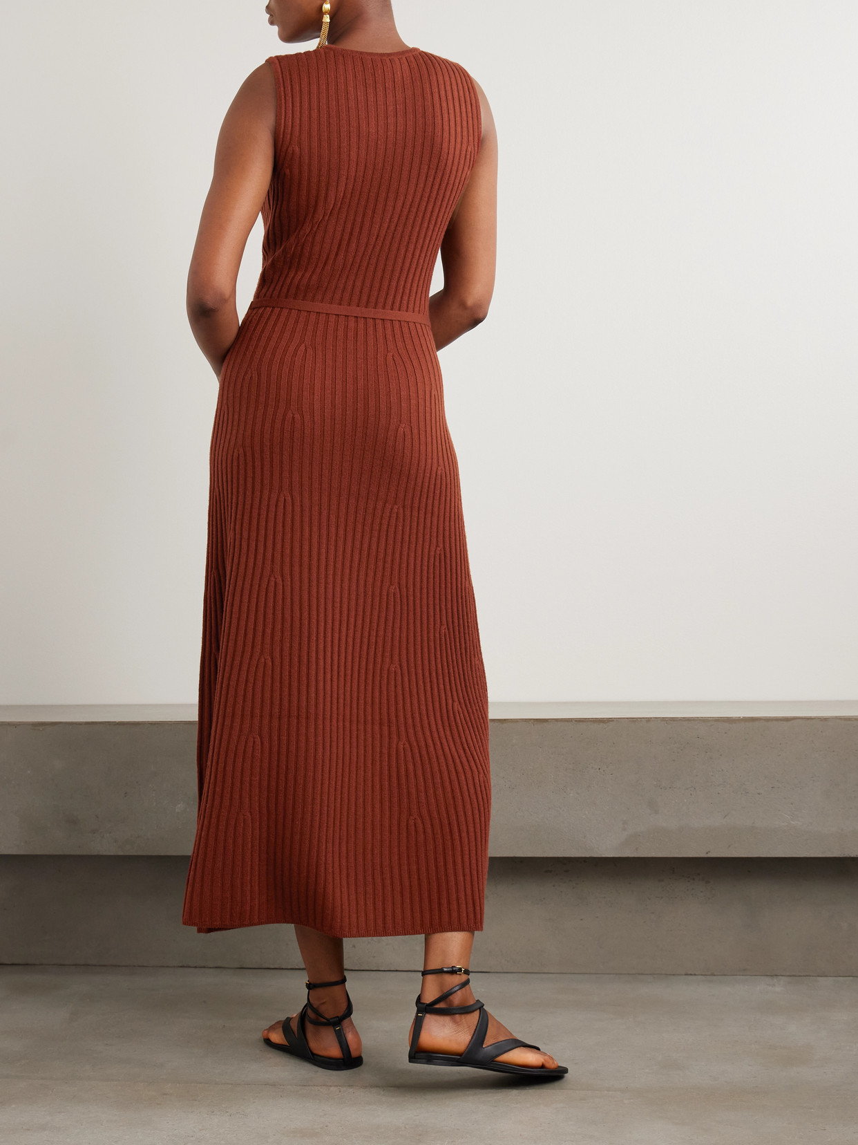 Gabriela Hearst Meier Belted Ribbed Wool And Cashmere-blend Midi Dress