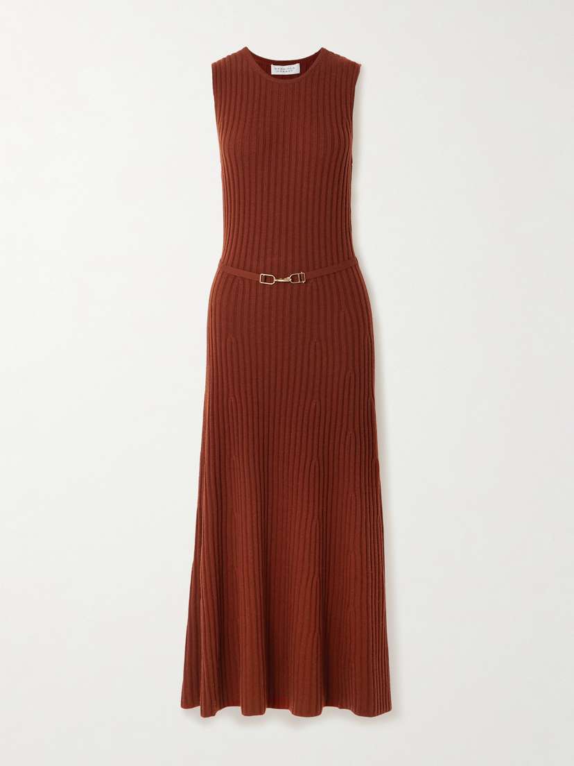 Gabriela Hearst Meier Belted Ribbed Wool And Cashmere-blend Midi Dress