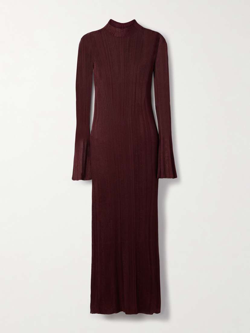 Gabriela Hearst Atira Ribbed Organic Silk Maxi Dress