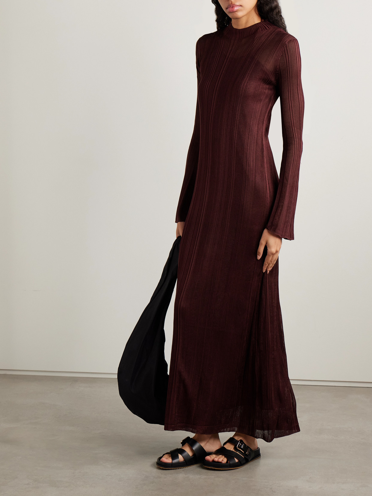 Gabriela Hearst Atira Knit Silk Maxi Dress In Burgundy