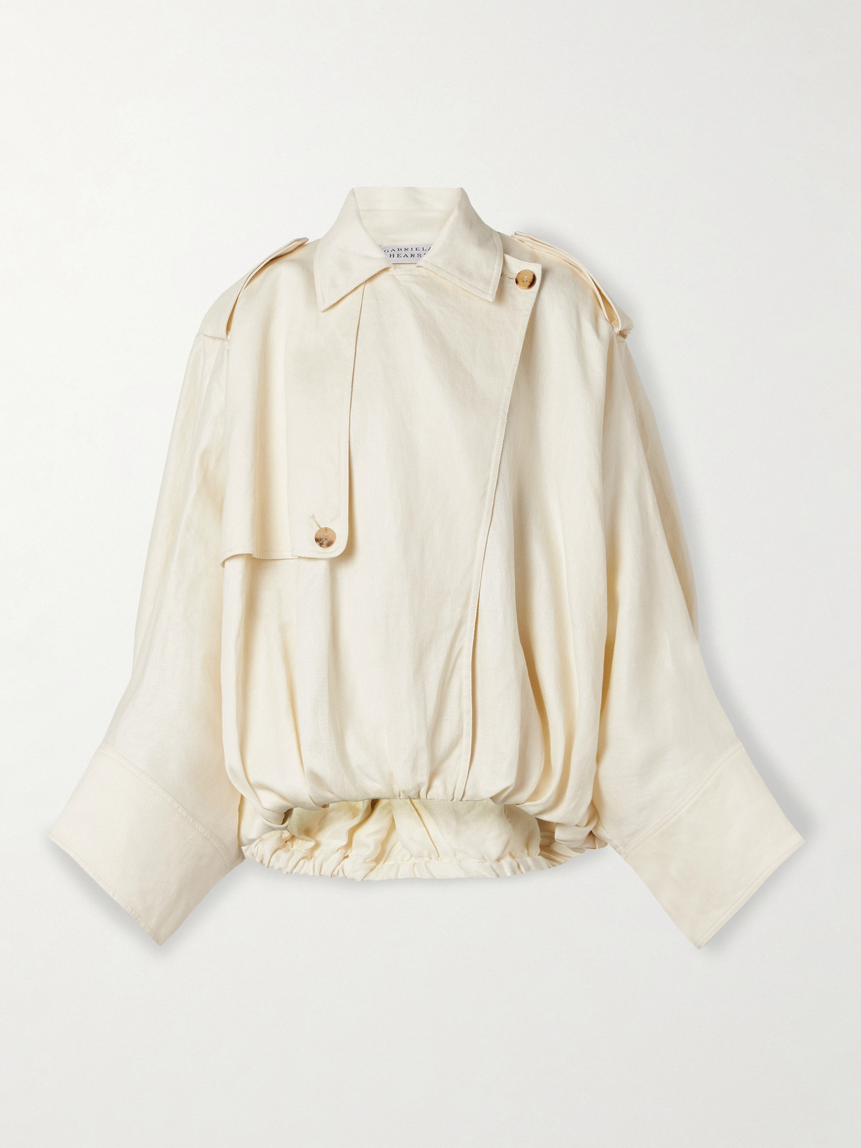 Gabriela Hearst Hunt Oversized Trench Jacket In Ivory Textured Linen In Neutral