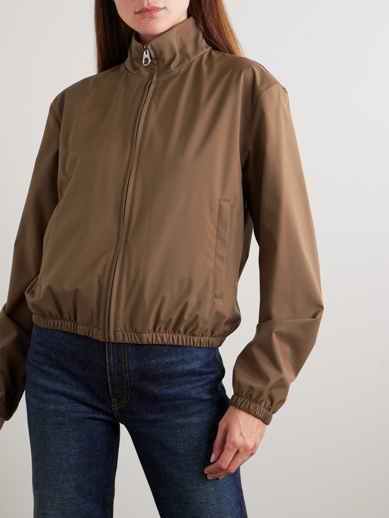 Loro Piana Shell Bomber Jacket In Brown
