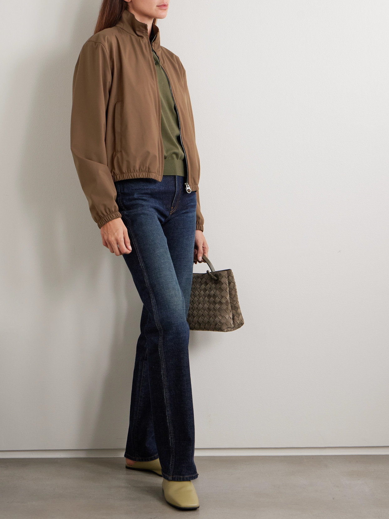 Loro Piana Shell Bomber Jacket In Brown