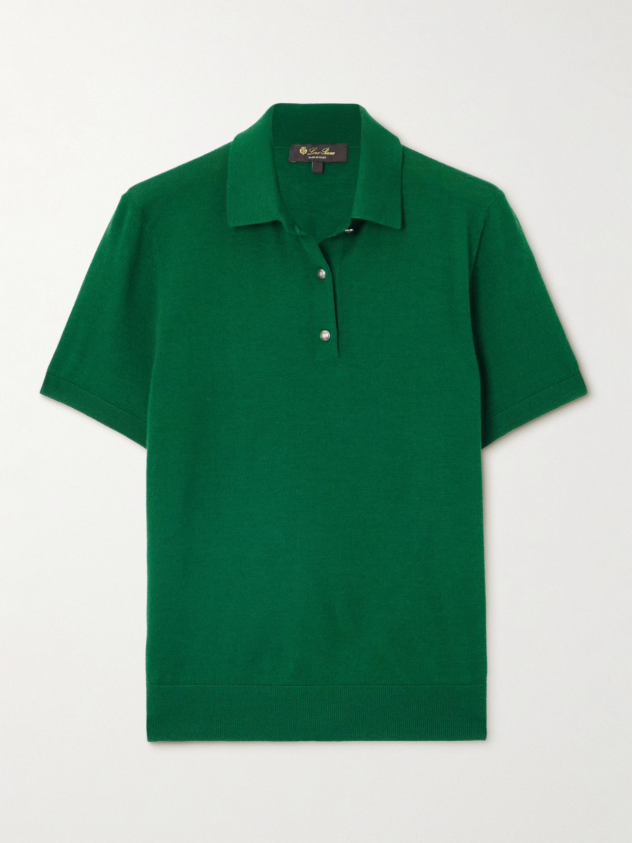 Loro Piana Sottile Wool, Silk And Cashmere-blend Polo Shirt In Green