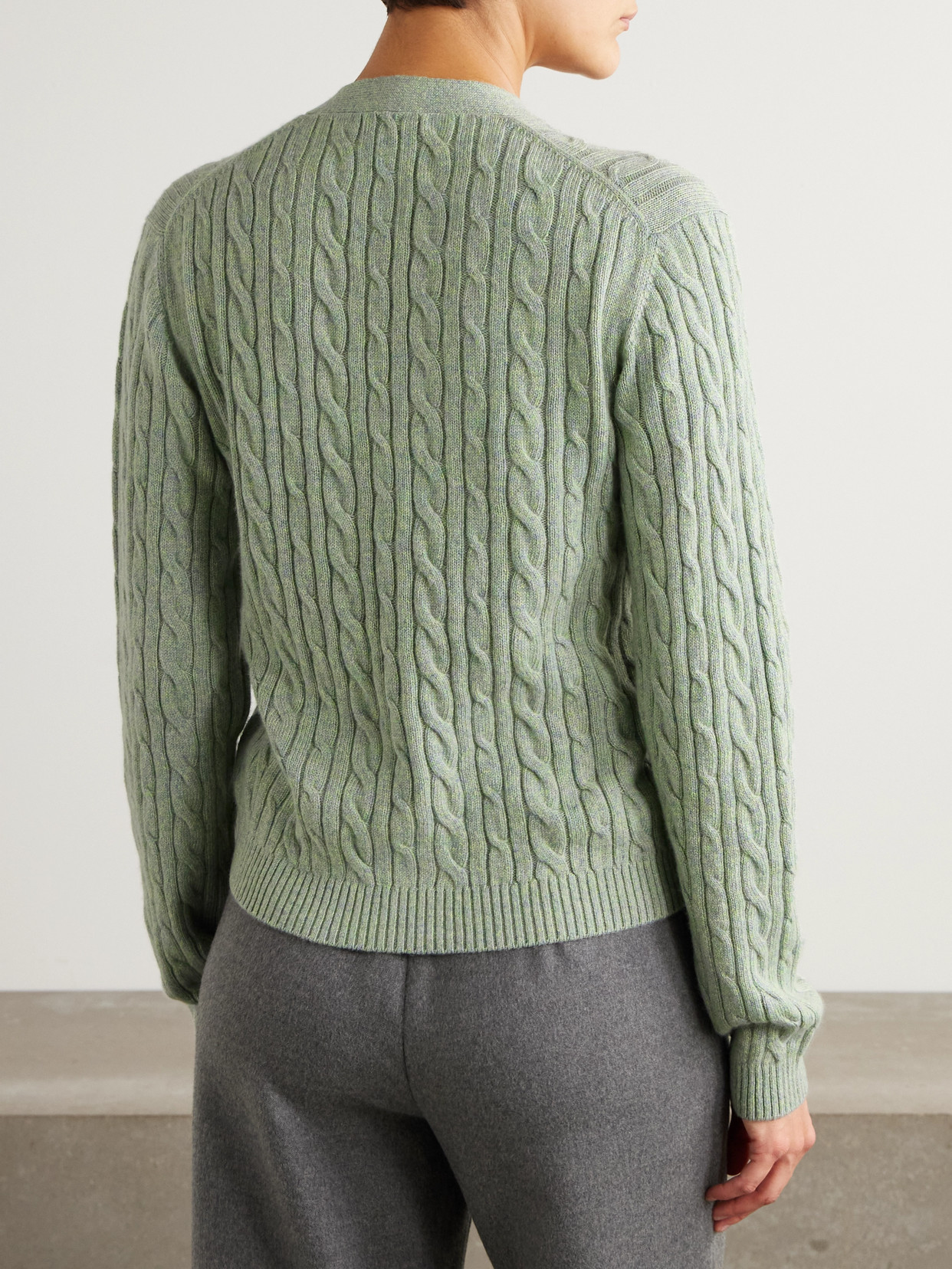 Loro Piana Cable-knit Cashmere Cardigan In Green