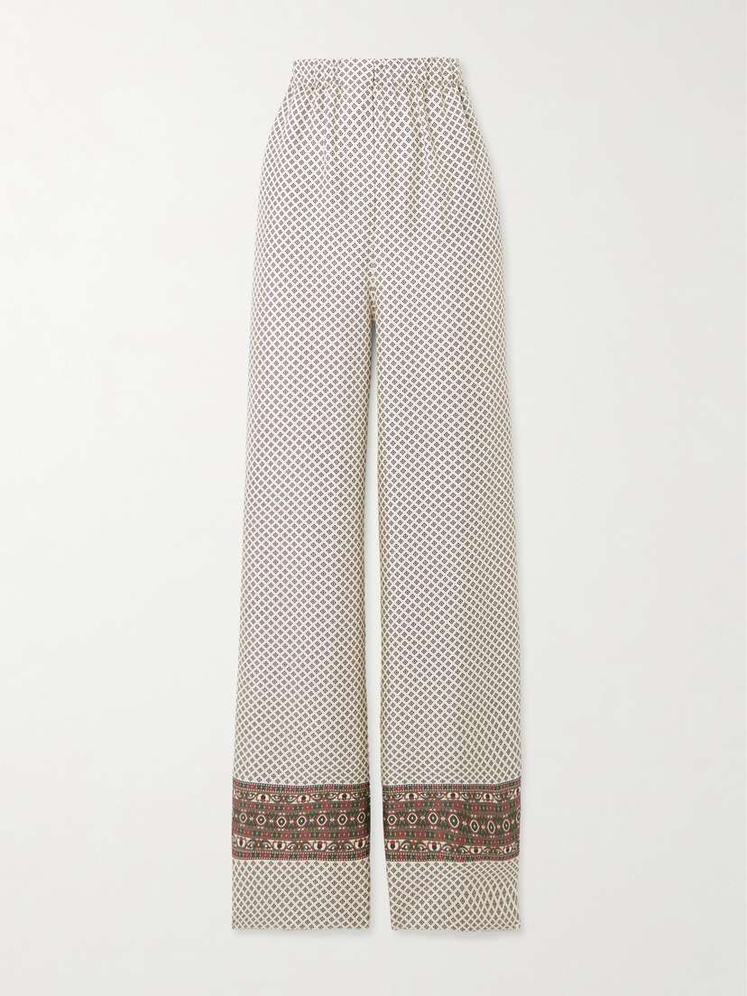 Loro Piana Valerio Printed Silk-twill Wide-leg Pants