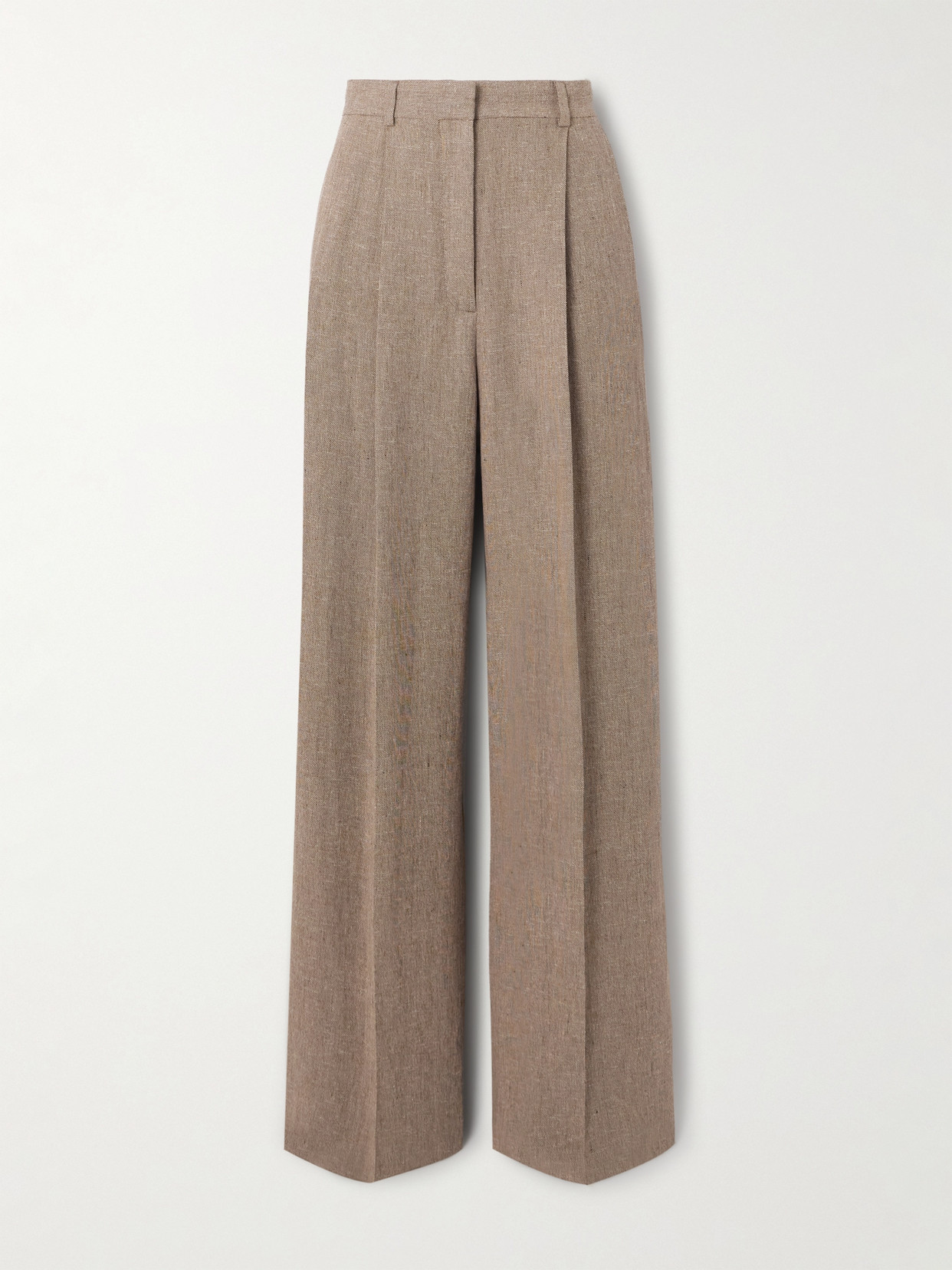 Loro Piana Kurt Pleated Linen Wide-leg Pants In Brown