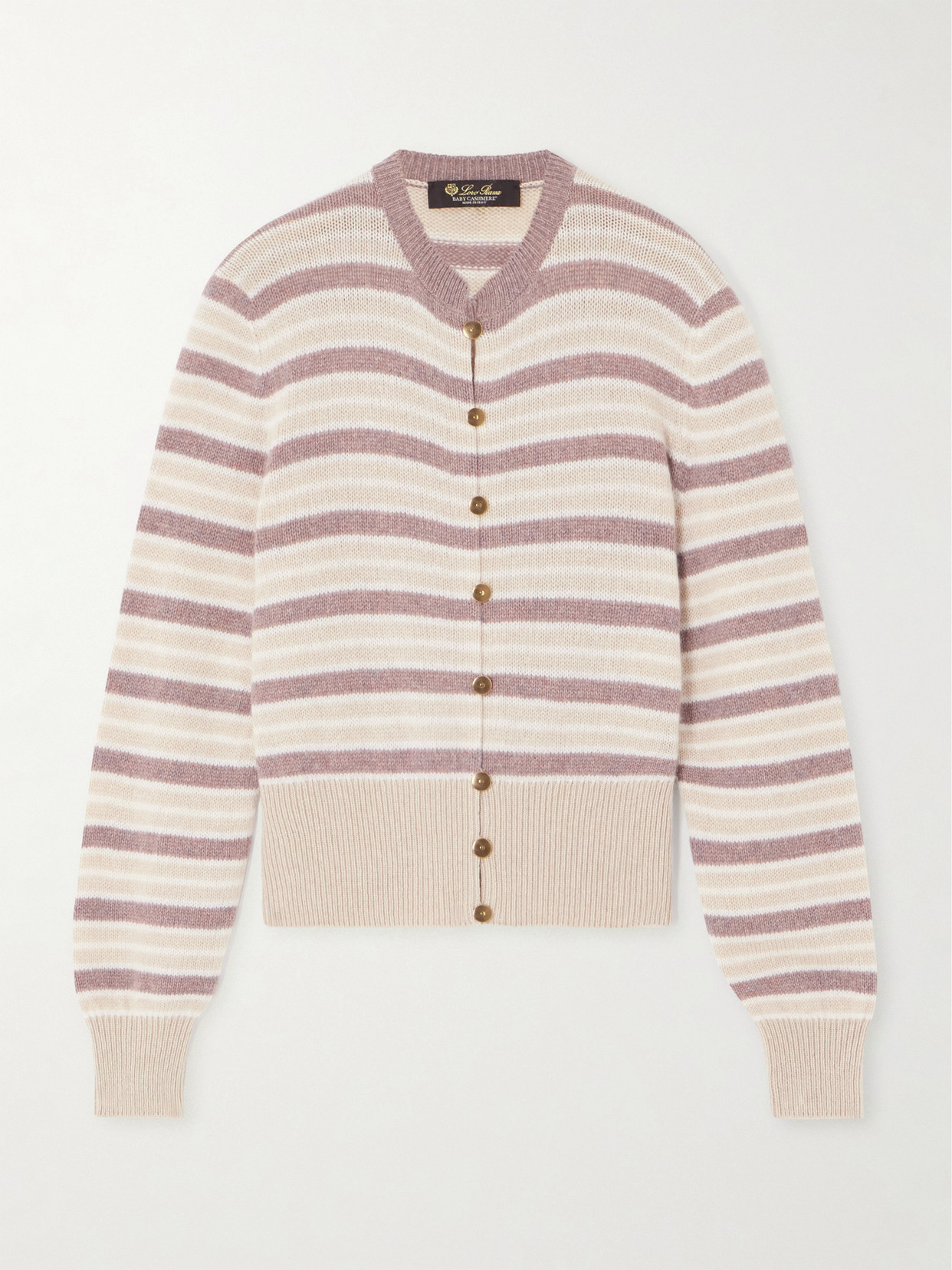 Loro Piana Striped Cashmere Cardigan In Neutral