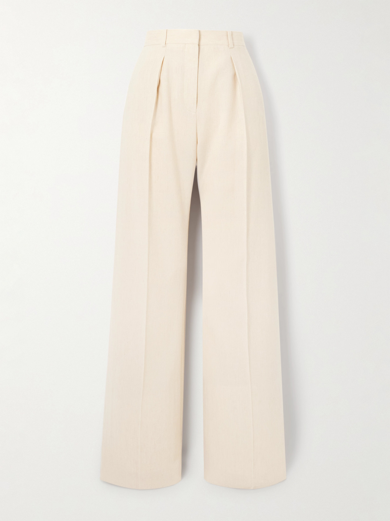 Loro Piana Edward Pleated Linen And Wool-blend Twill Wide-leg Pants In White
