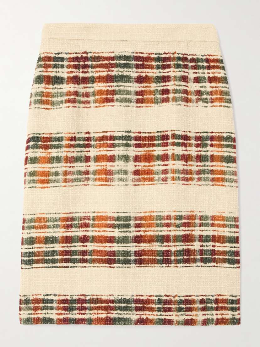 Loro Piana Striped Wool-bouclé Skirt