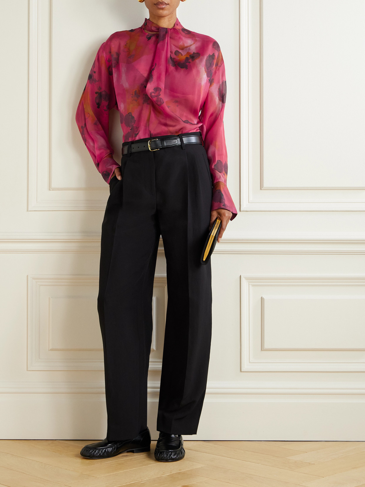 Victoria Beckham Draped Floral-print Silk-chiffon Wrap Blouse In Multi