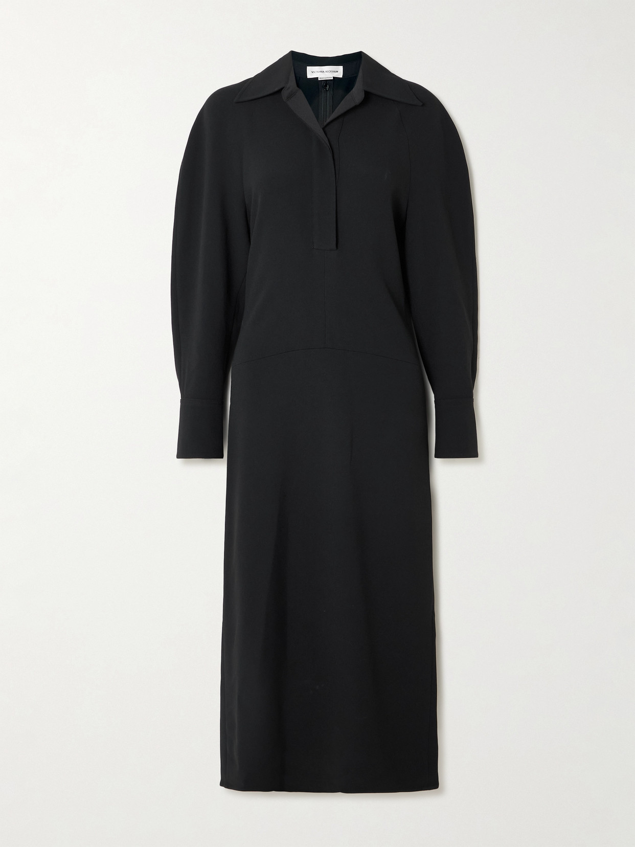 Victoria Beckham - Asymmetric Gathered Crepe Shirt Dress - Black