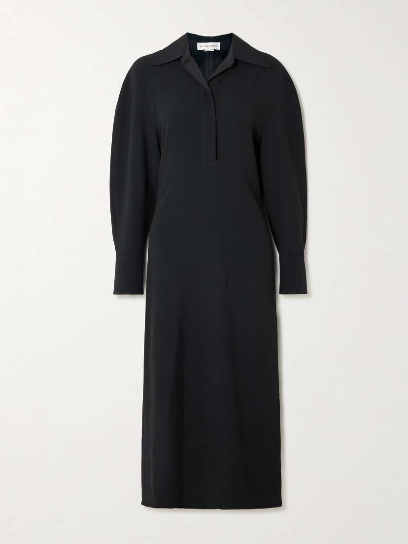 Victoria Beckham Asymmetric Gathered Crepe Shirt Dress