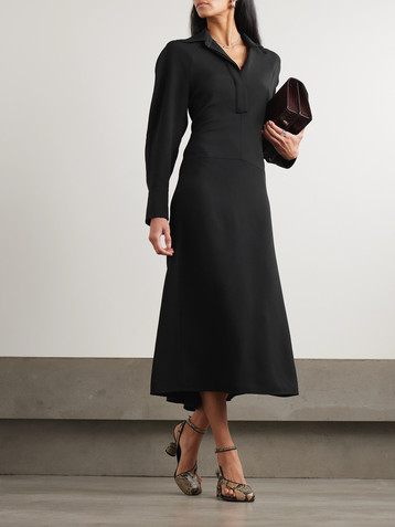 Victoria Beckham Asymmetric gathered crepe shirt dress