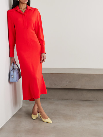 Victoria Beckham Asymmetric gathered crepe shirt dress