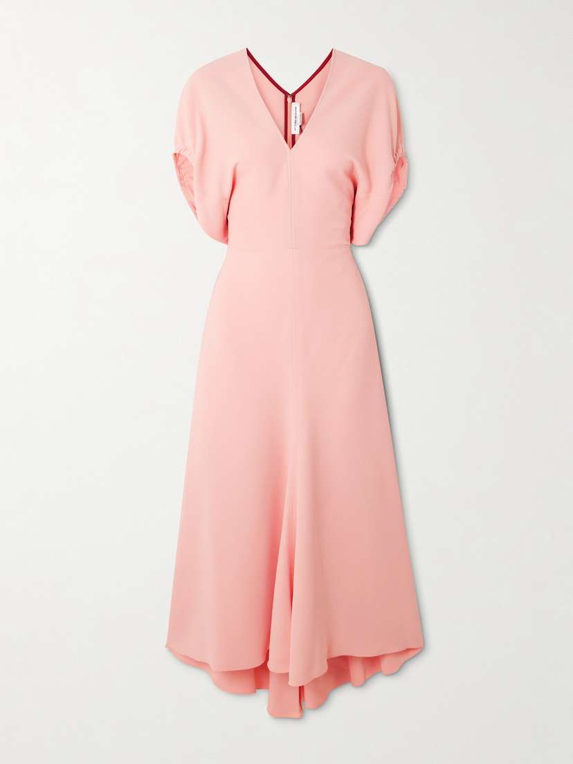 Victoria Beckham Gathered Crepe Midi Dress