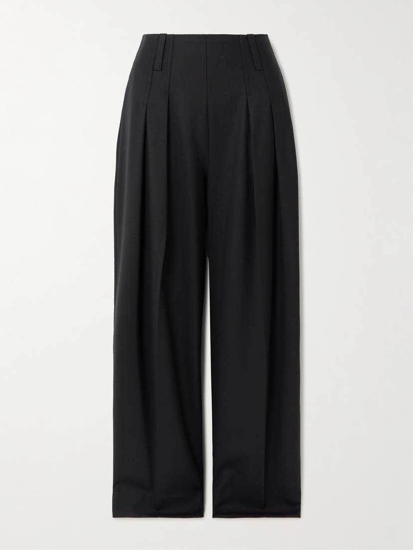 Victoria Beckham Cinch Pleated Twill Wide-leg Pants