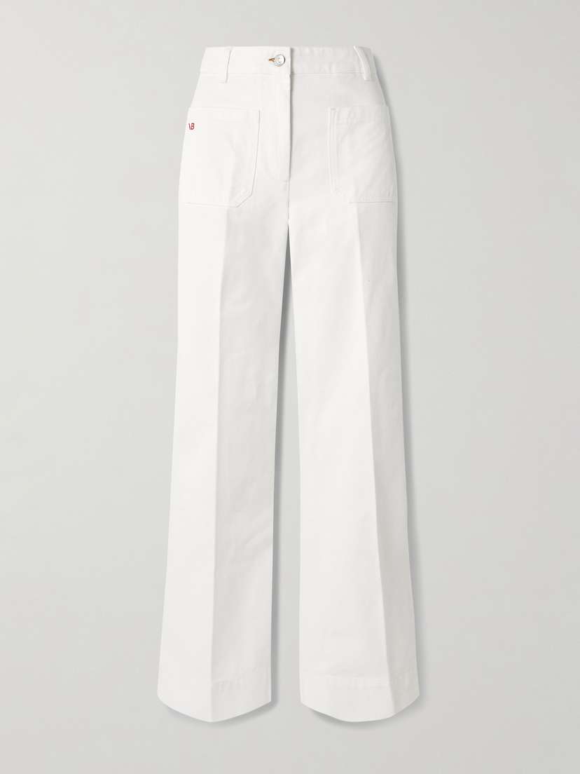 Victoria Beckham Alina Embroidered High-rise Wide-leg Jeans