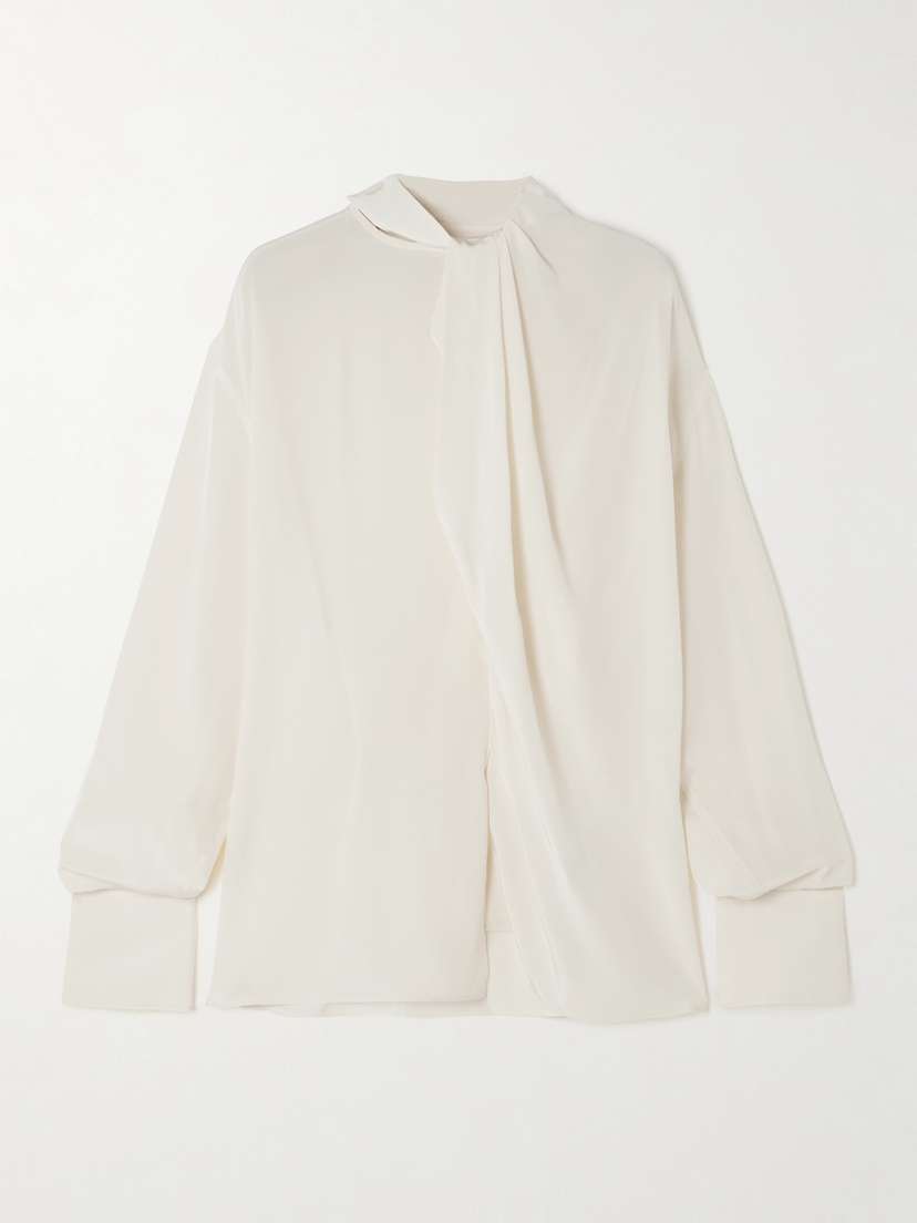 Victoria Beckham Asymmetric Draped Silk Blouse