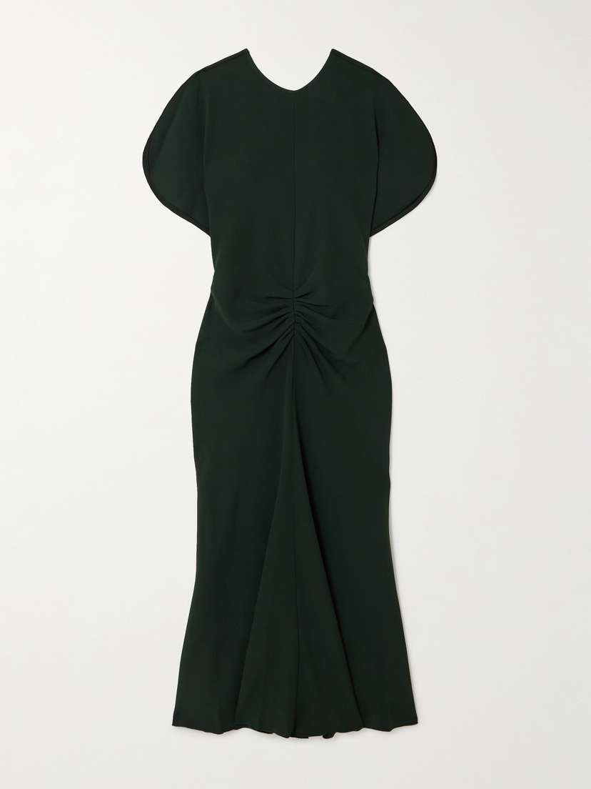 Victoria Beckham Gathered Crepe Midi Dress