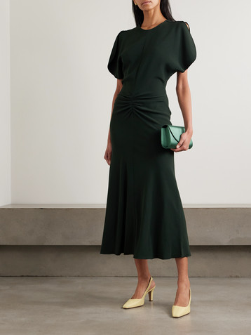 Victoria Beckham Gathered crepe midi dress